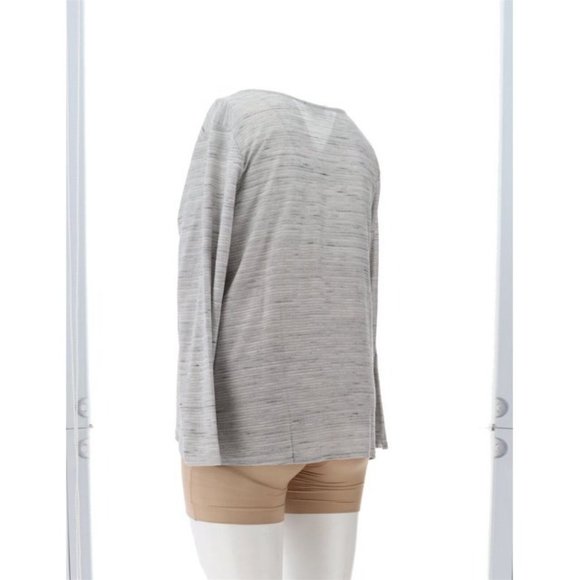 NWT DG2 BY DIANE GILMAN ASYMMETRIC STRIPED TOP HEATHER GRAY MEDIUM - Picture 4 of 13